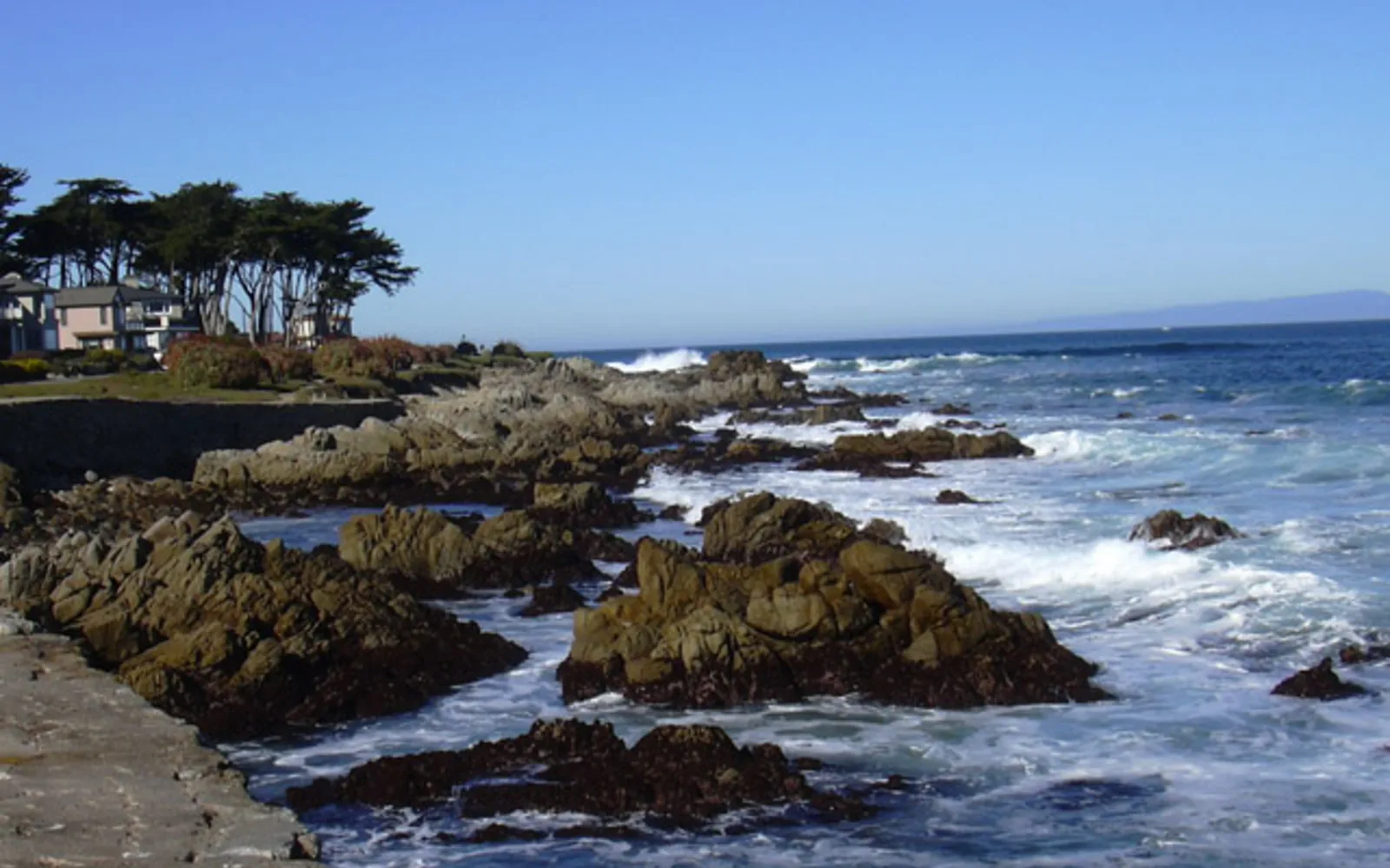 Rocky coastline of Monterey Bay at Lovers Point Park